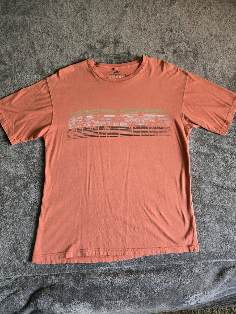 Newport Coral Palm-Striped Short Sleeve Tee